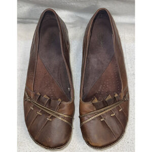 Clark Artisan Flats Brown Leather Pleated Moccasin Size 9.5 Women’s